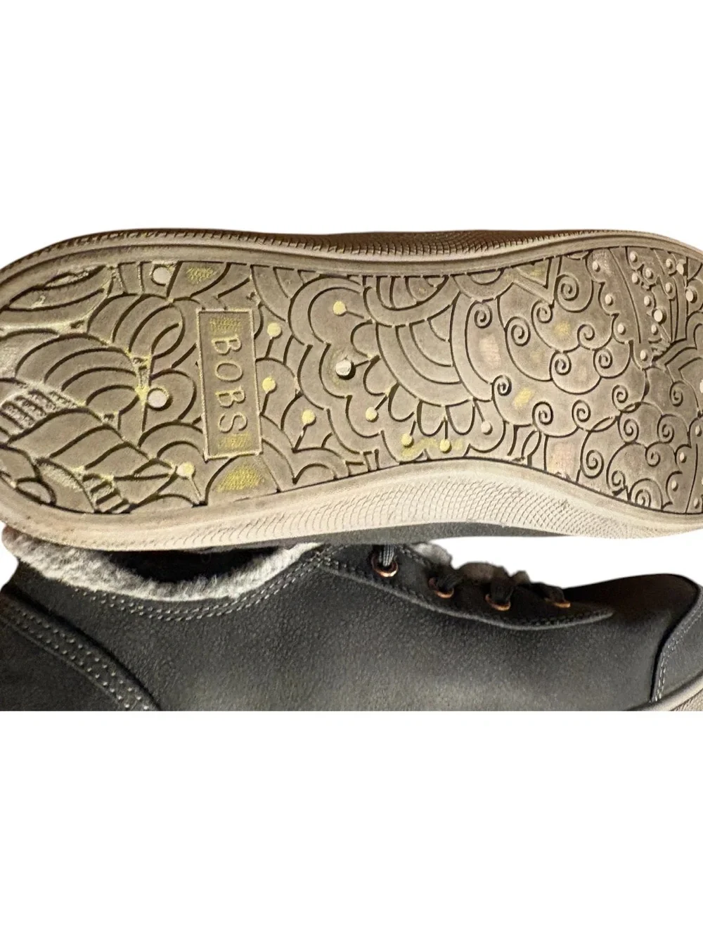 BOBS from Skechers Gray Faux Fur Lace-Up Comfort Shoes